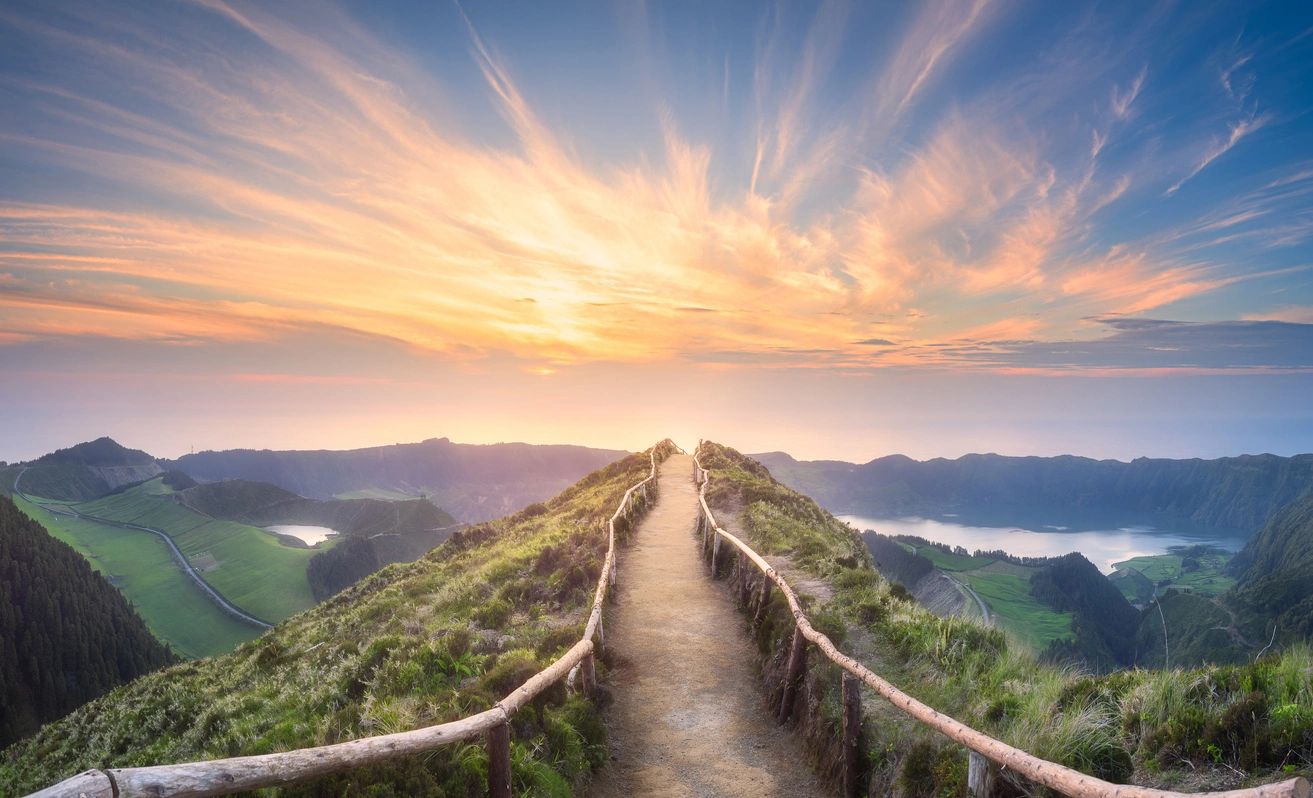 Mountain landscape with hiking trail