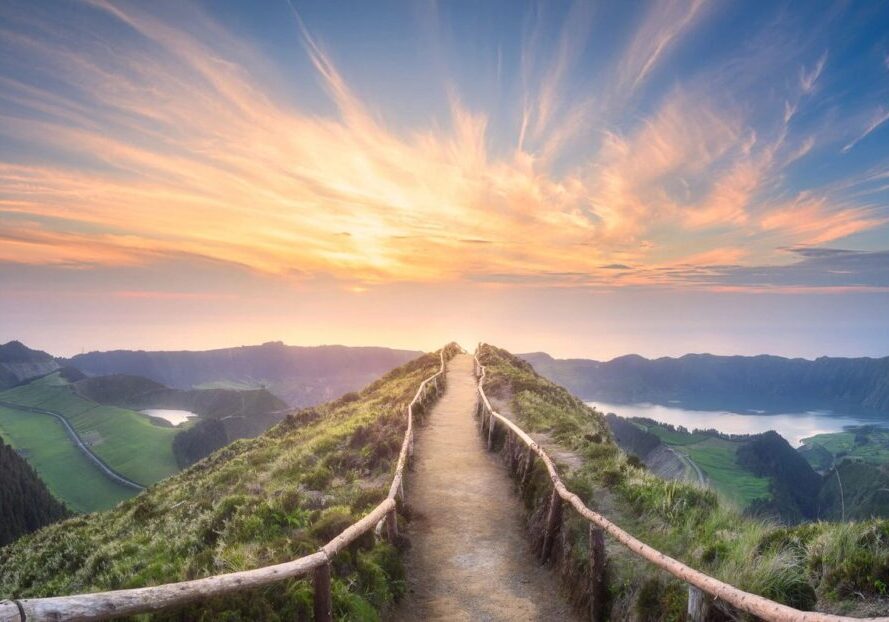 Mountain landscape with hiking trail